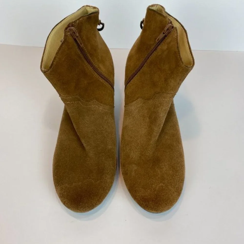 Donald J. Pliner DMSX Ankle Booties 8 Brown‎ Suede Leather Zip Annie Boots Women